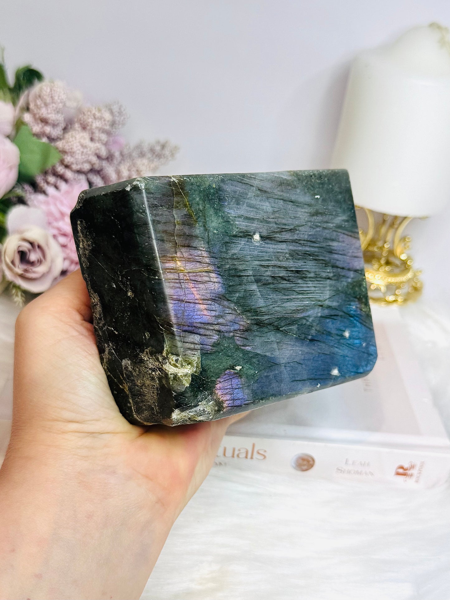 Large Labradorite Freeform with Pink & Purple Flash ~ Half price due to damage and a chipped edge 1.13KG