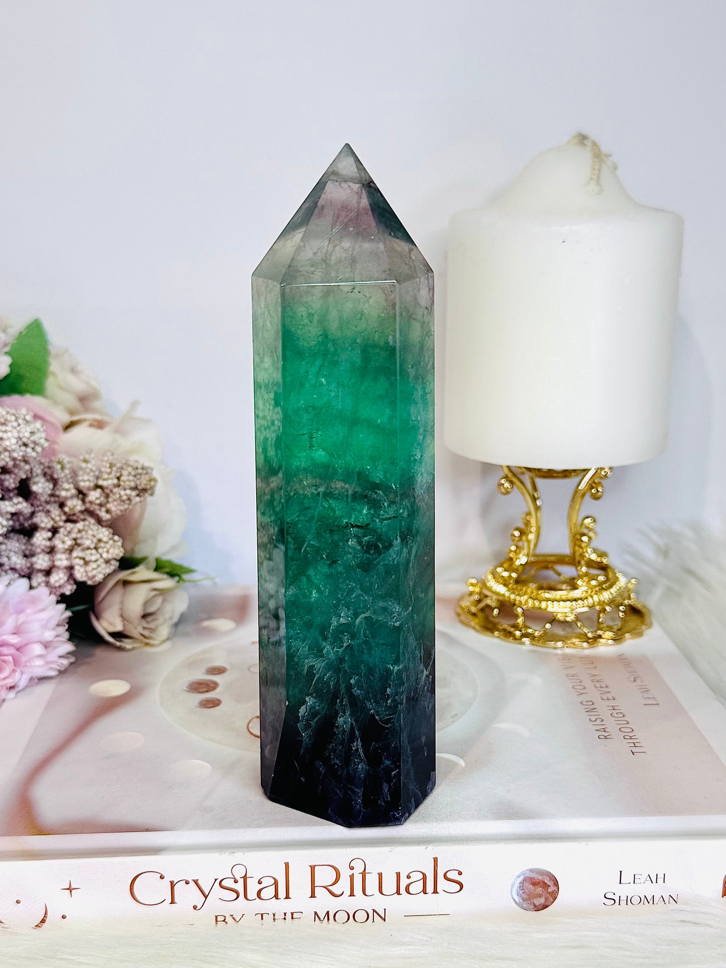 Incredibly Gorgeous Chunky Large Fluorite Tower 16cm