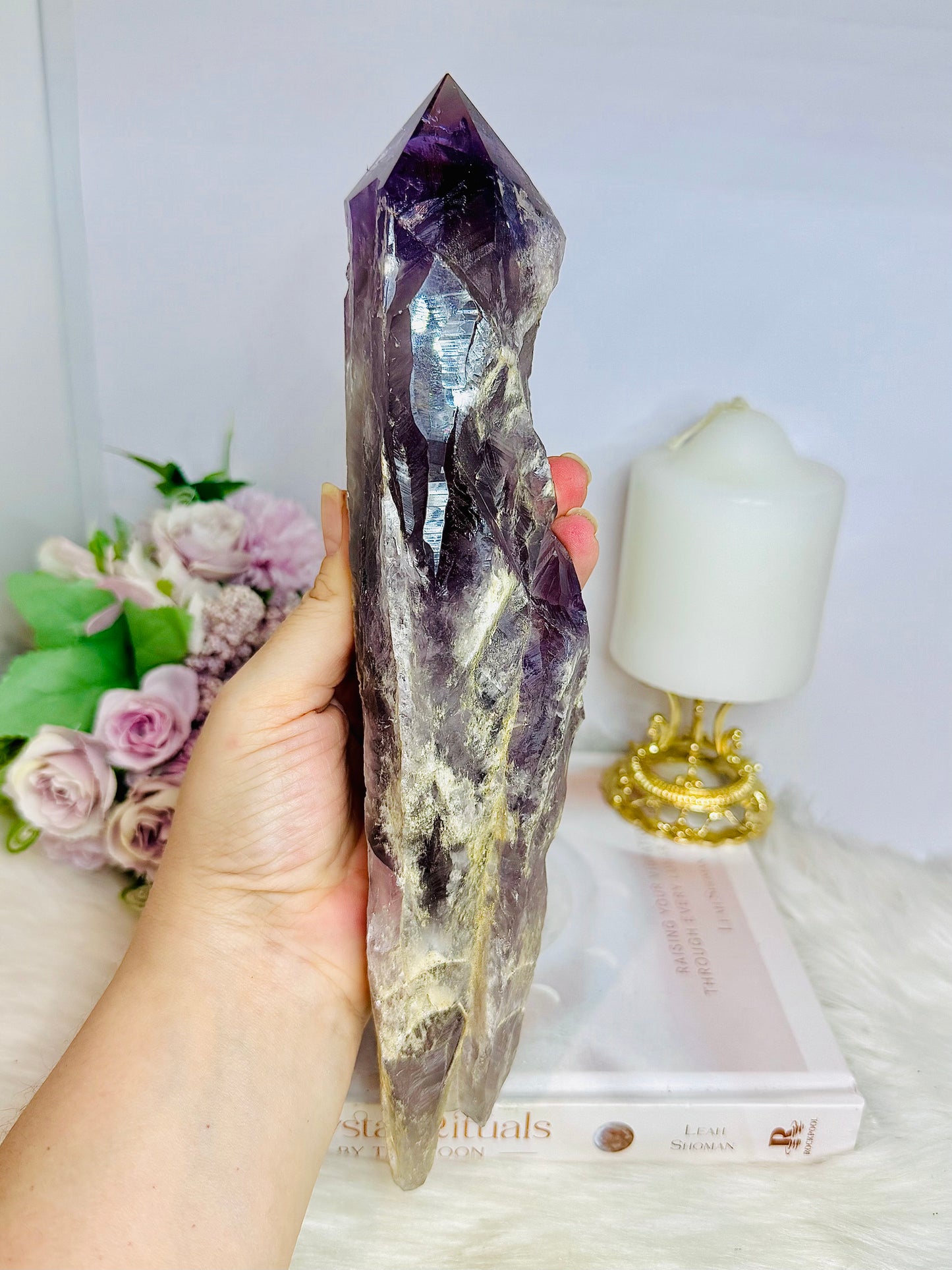 Large Natural Amethyst Dog Tooth 27cm