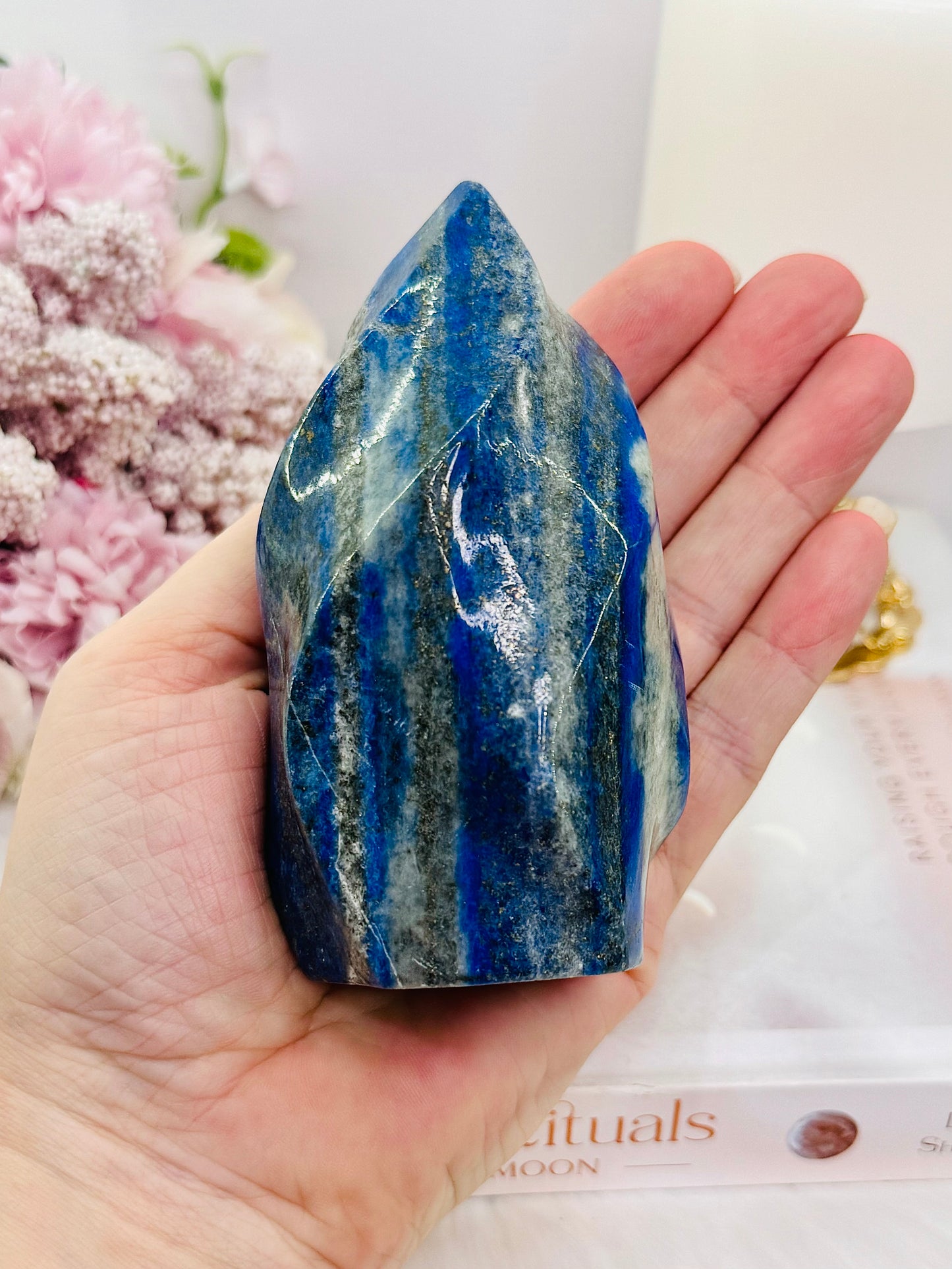 Large 466gram 11cm Lapis Lazuli Carved Flame