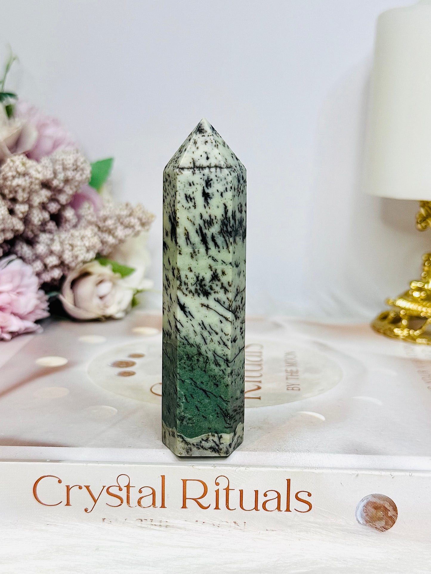 Green Dentrictic Agate Tower 9cm