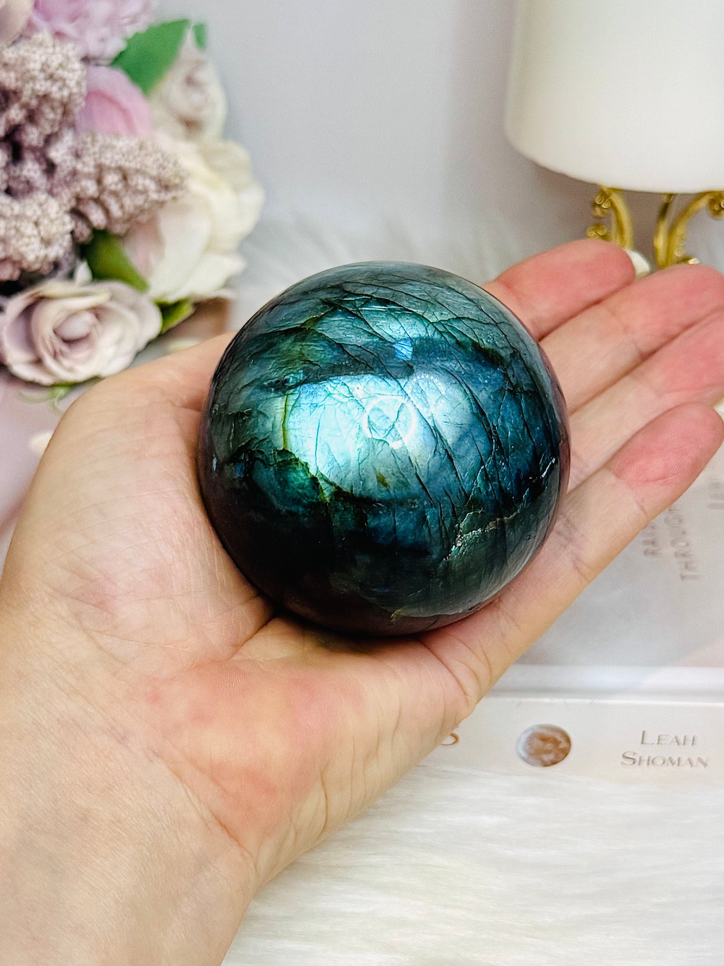 Large Labradorite Sphere on Stand 414g