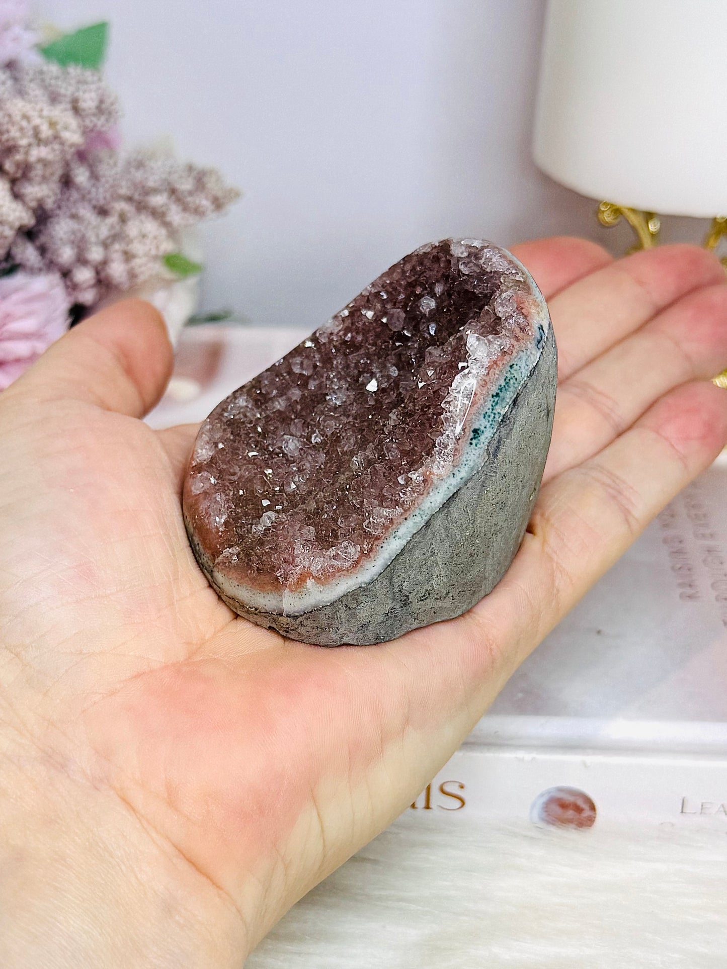 Base Cut Druzy Galaxy Amethyst Cluster 156g
