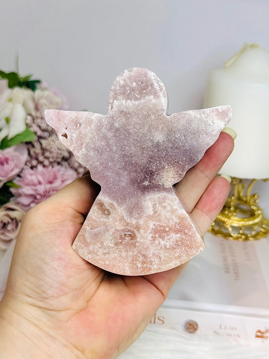 Chunky Pink Amethyst Carved Angel 10cm 360g