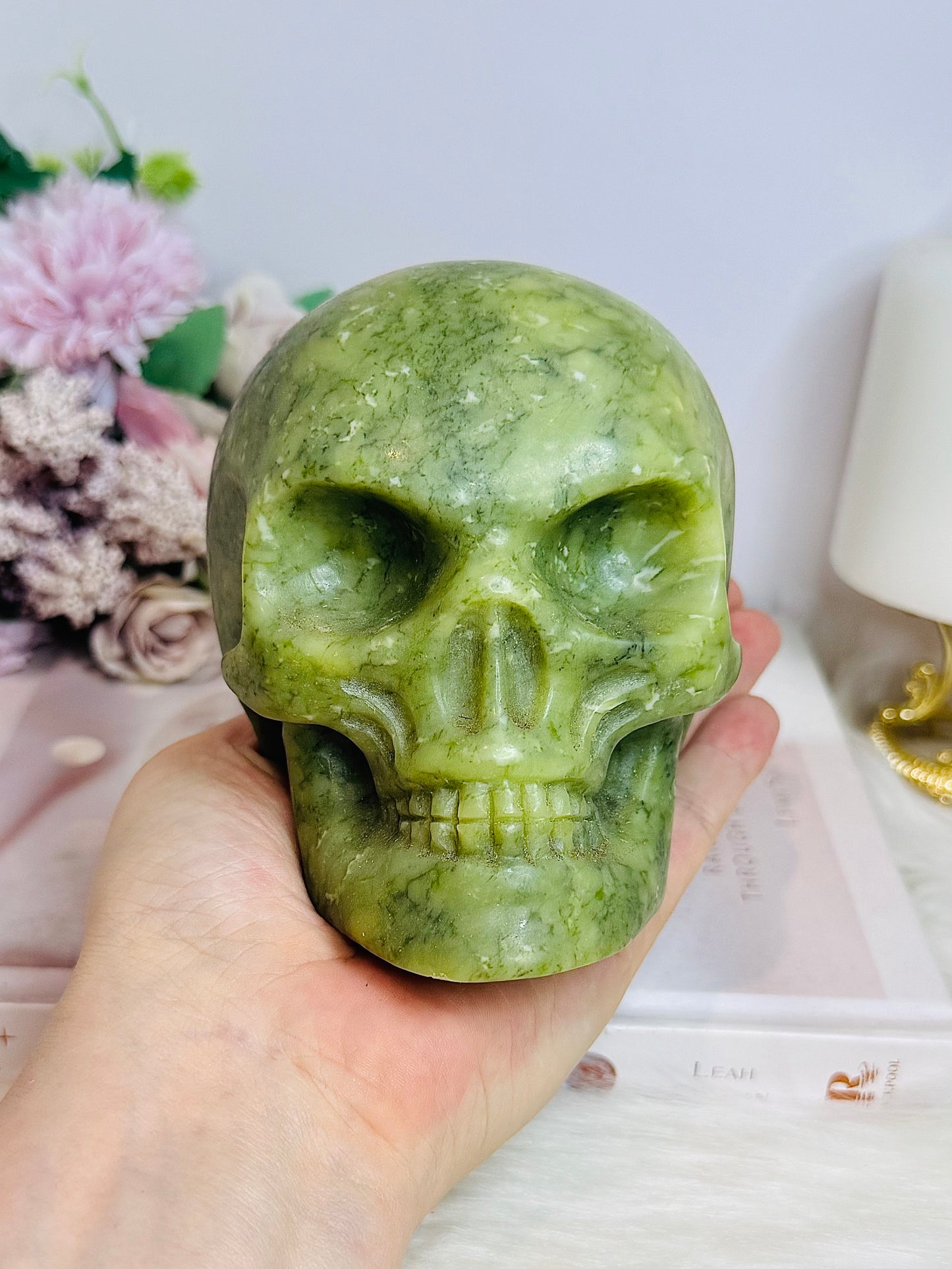 Huge Green Jade Carved Skull 1.25KG