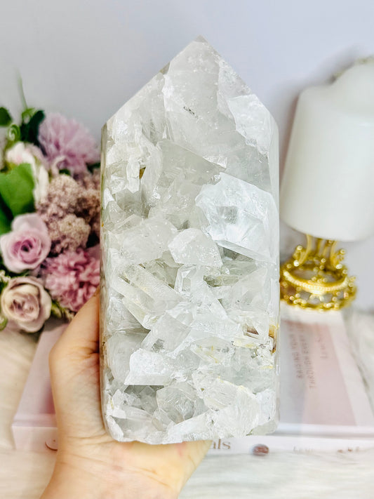 High Grade Clear Quartz Cluster Point Tower From Brazil 17cm 1.22KG