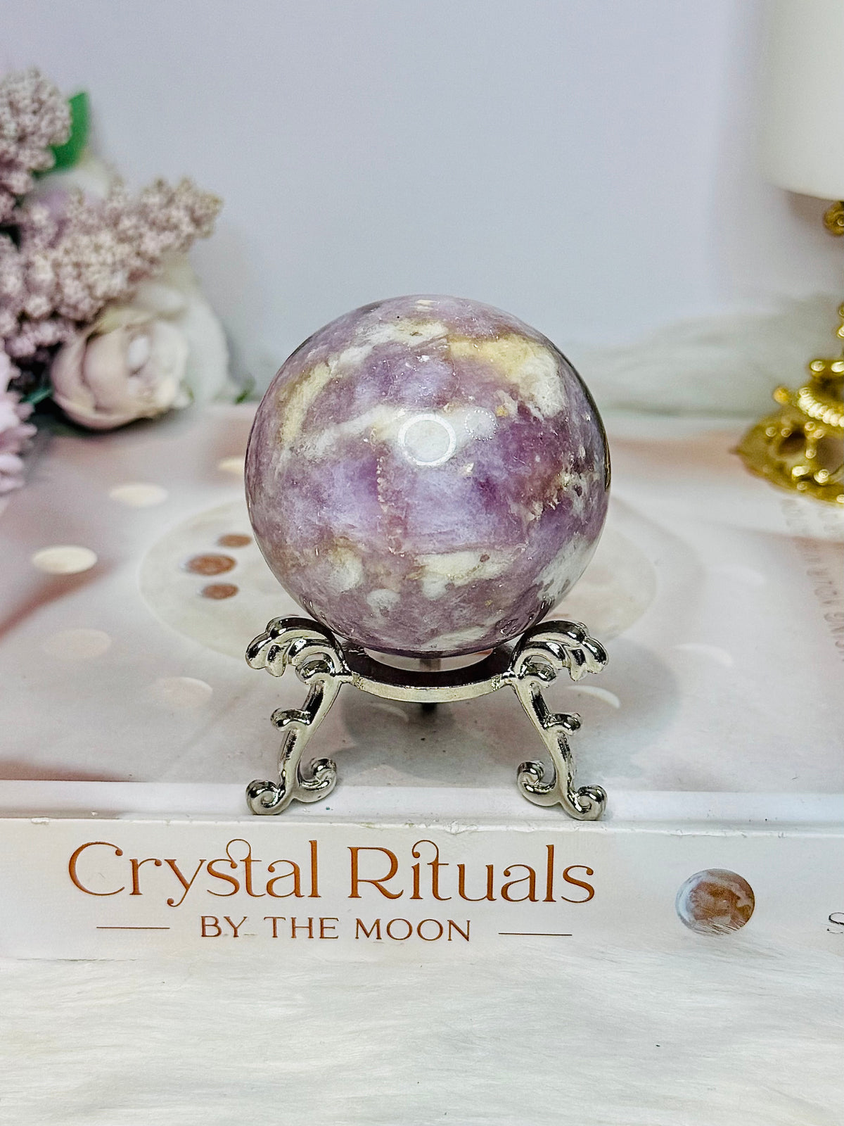 Pink Tourmaline Sphere on Stand 206g