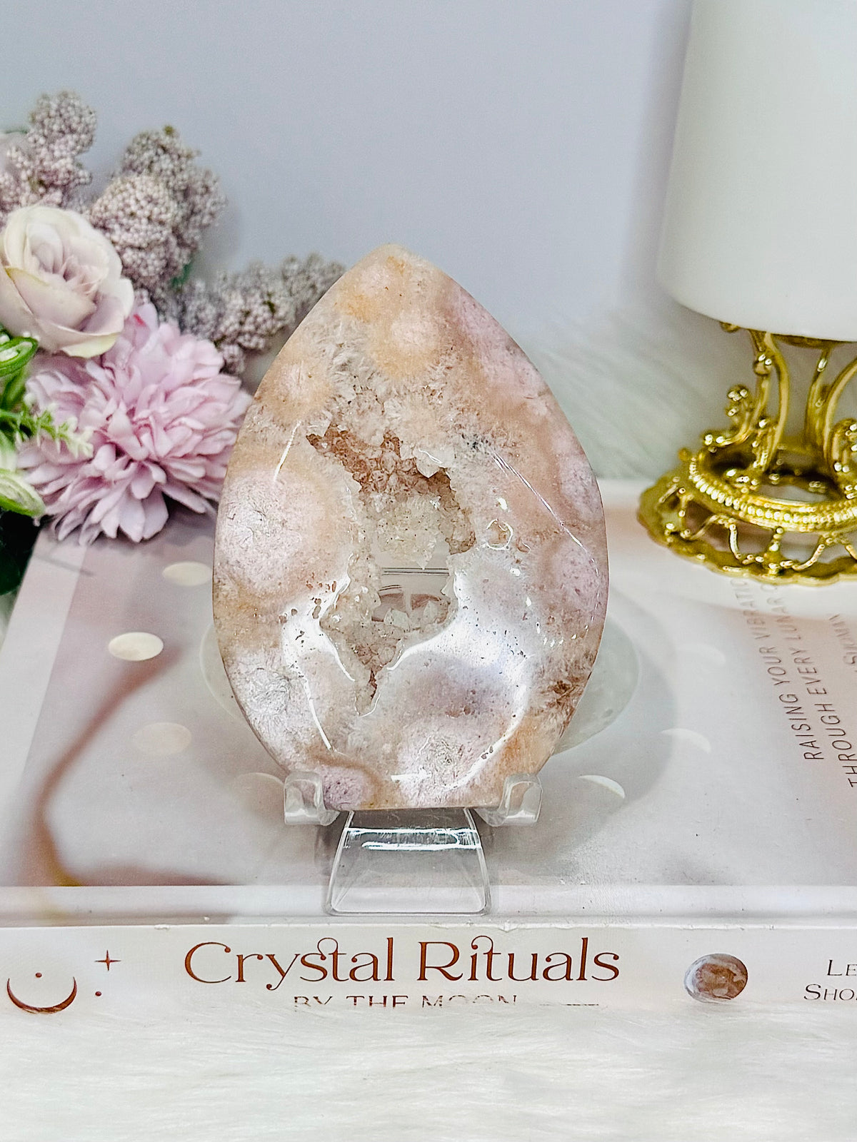 Druzy Flower Agate Flame on Stand 11cm