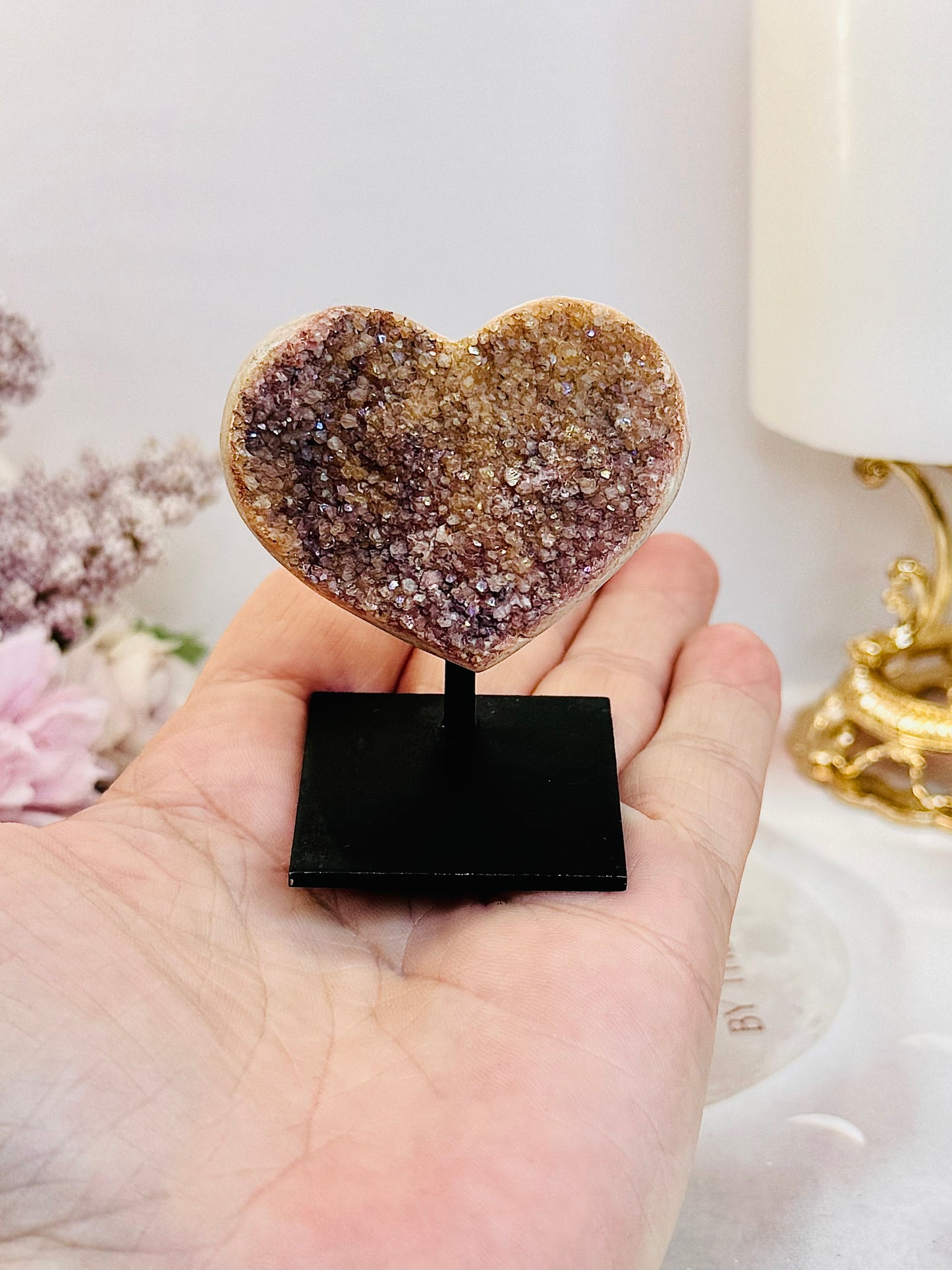 Beautiful 6cm Amethyst Carved Heart On Stand From Brazil