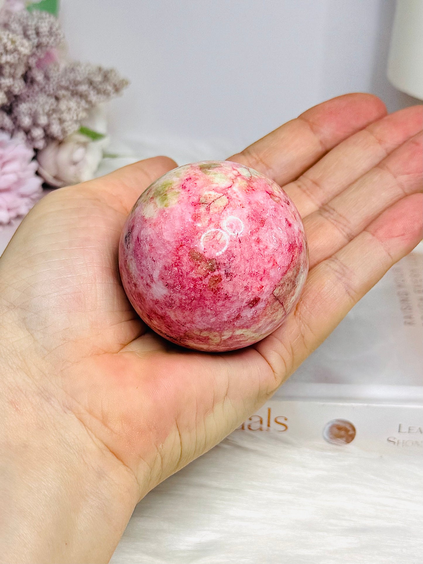 Thulite Sphere with Epidote 197g