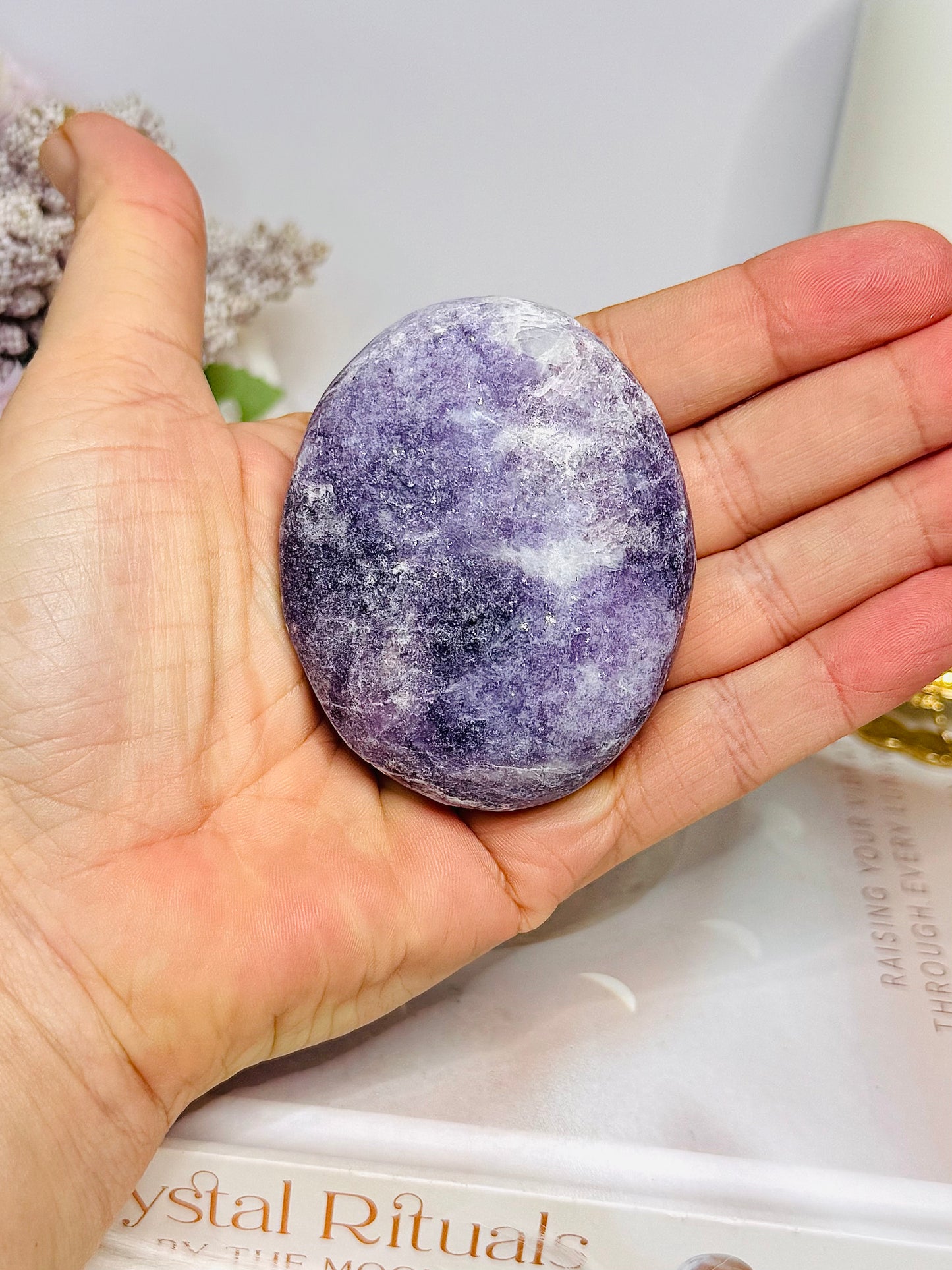 Large Lepidolite Palm Stone