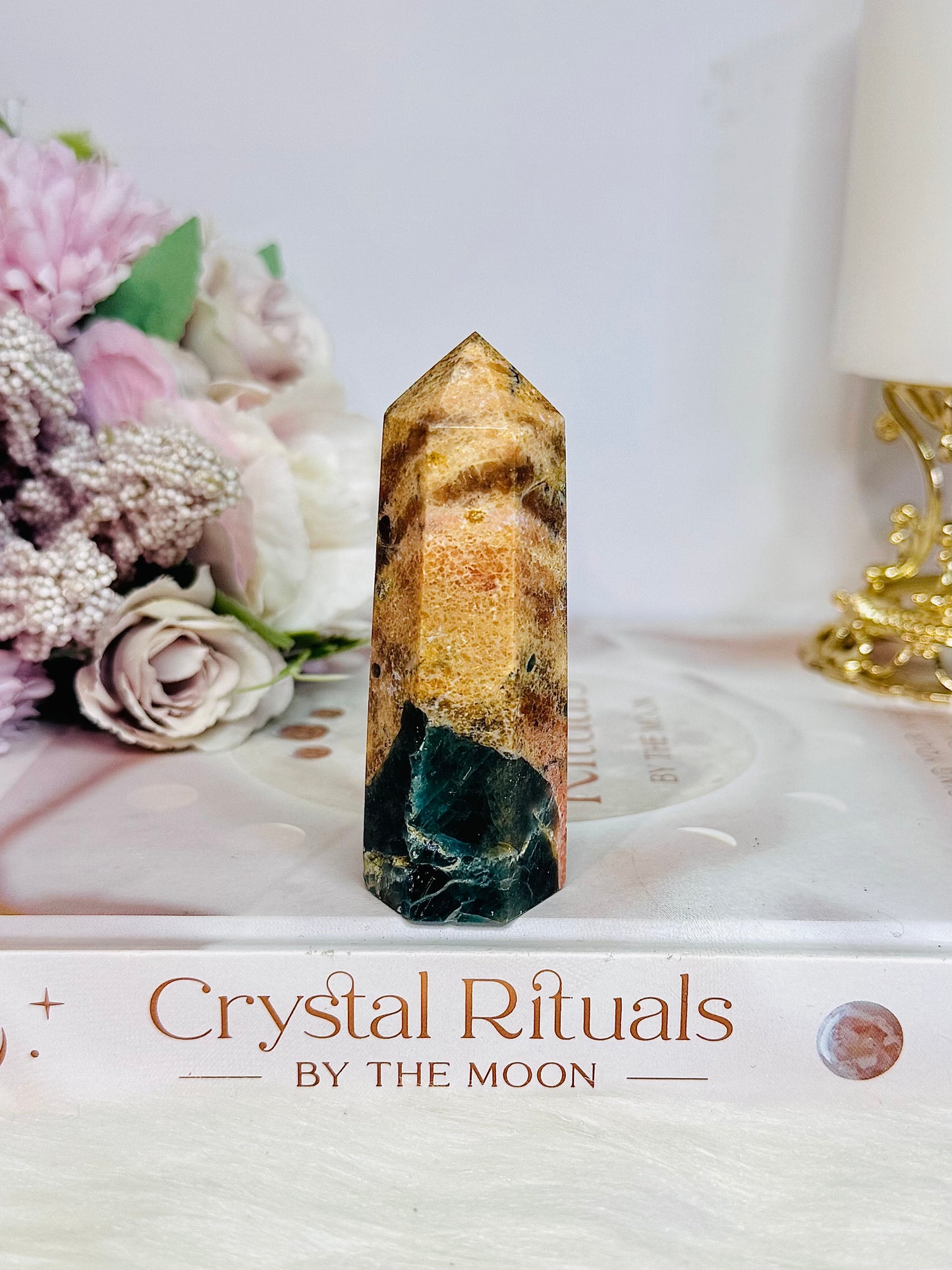 Blue Apatite & Sunstone Chunky Tower | Point 8cm