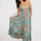 Long Boho Silk Strappy Dress with Pockets One Size