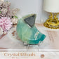 Sky Blue Quartz Carved Moon On Stand 8cm