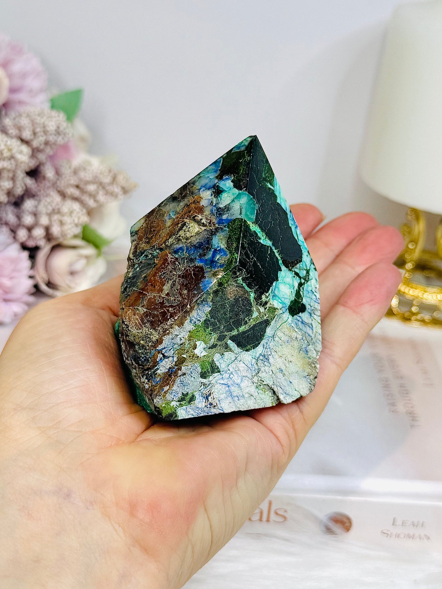 Azurite with Malachite Polished Point 427g
