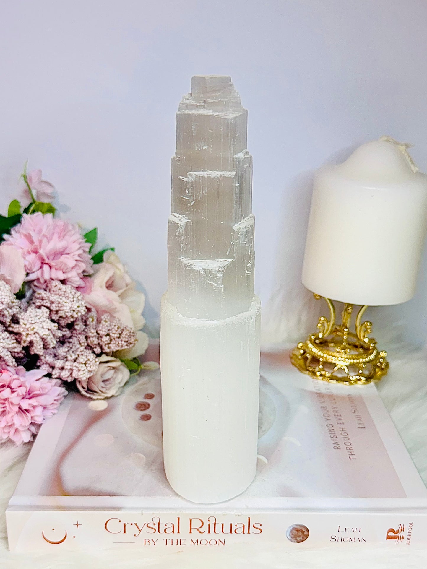 Perfect Cleansing Crystal ~ Large Chunky 20cm Selenite Tower