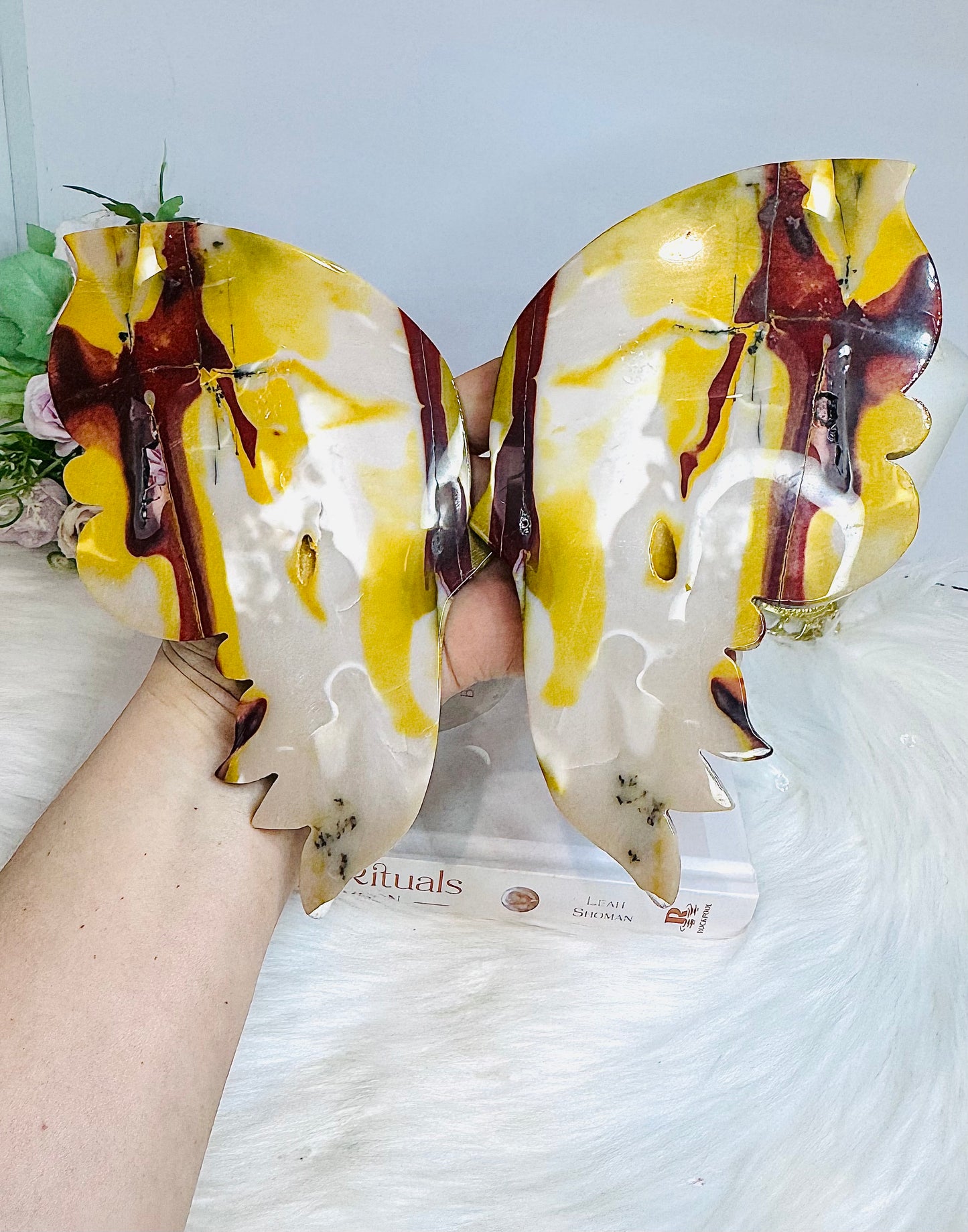 Huge Mookaite Jasper Druzy Wings on Stand 29.5cm