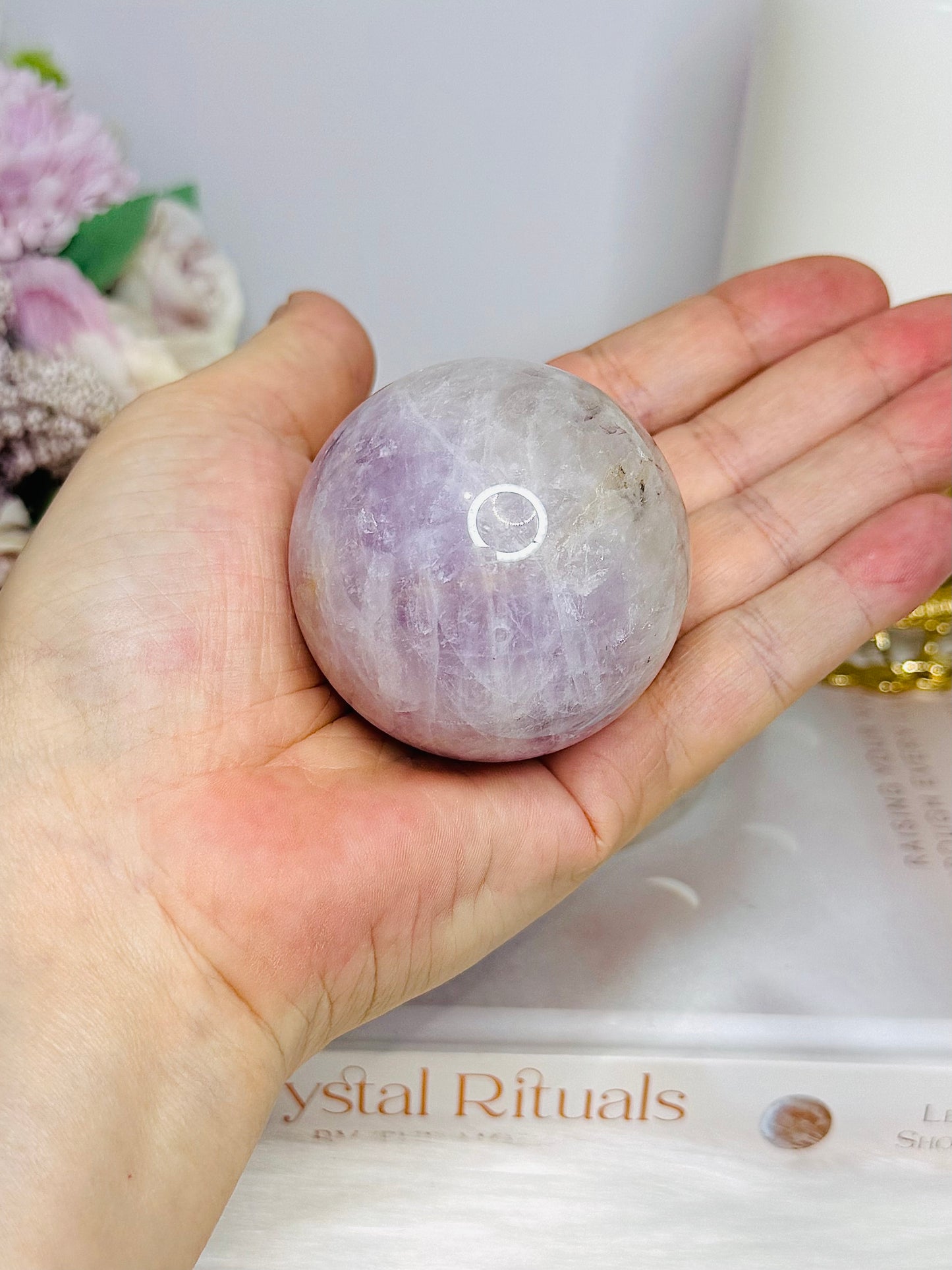 Natural Kunzite Sphere on Stand 5.5cm