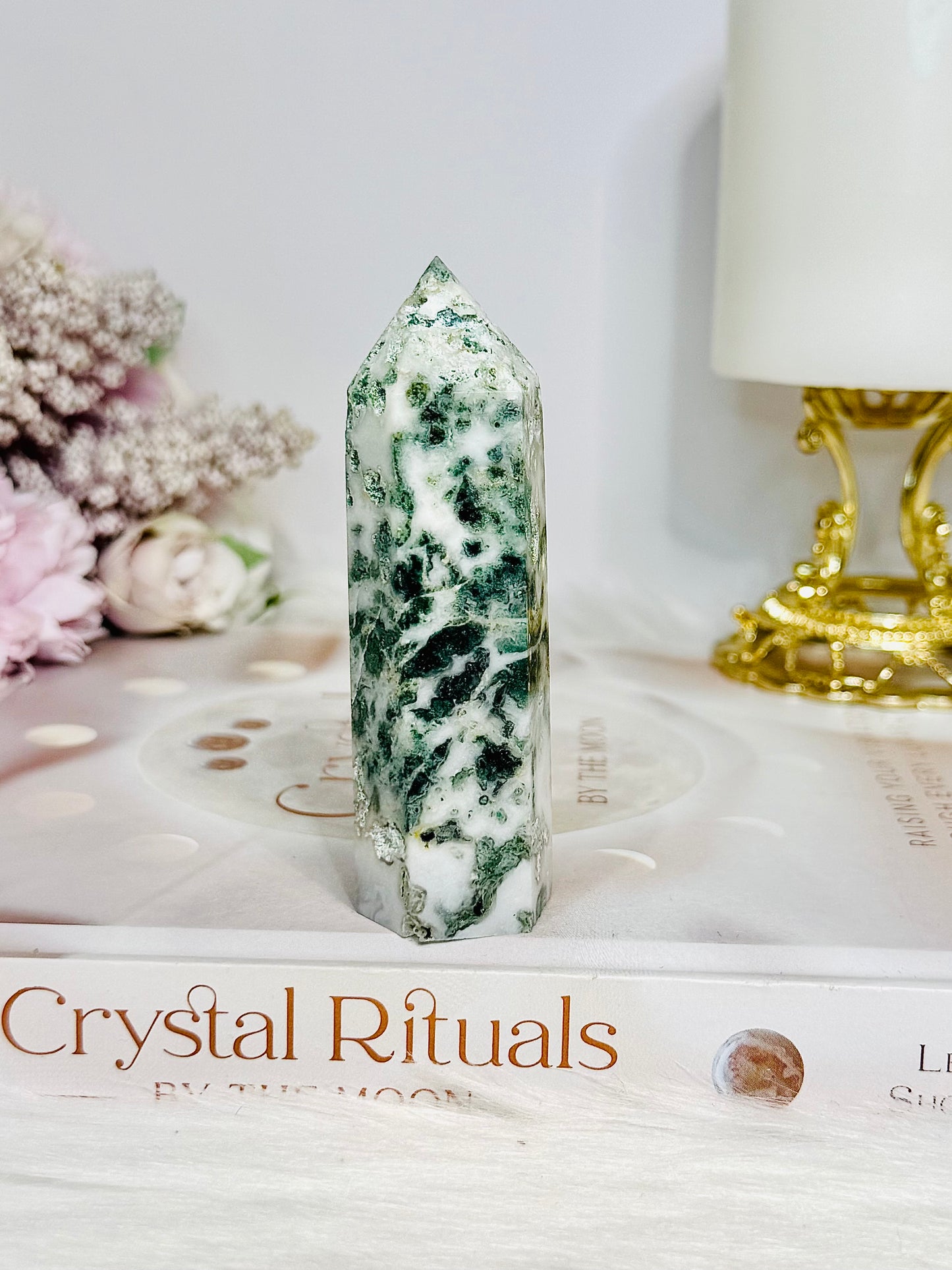 Moss Agate Tower 8.5cm