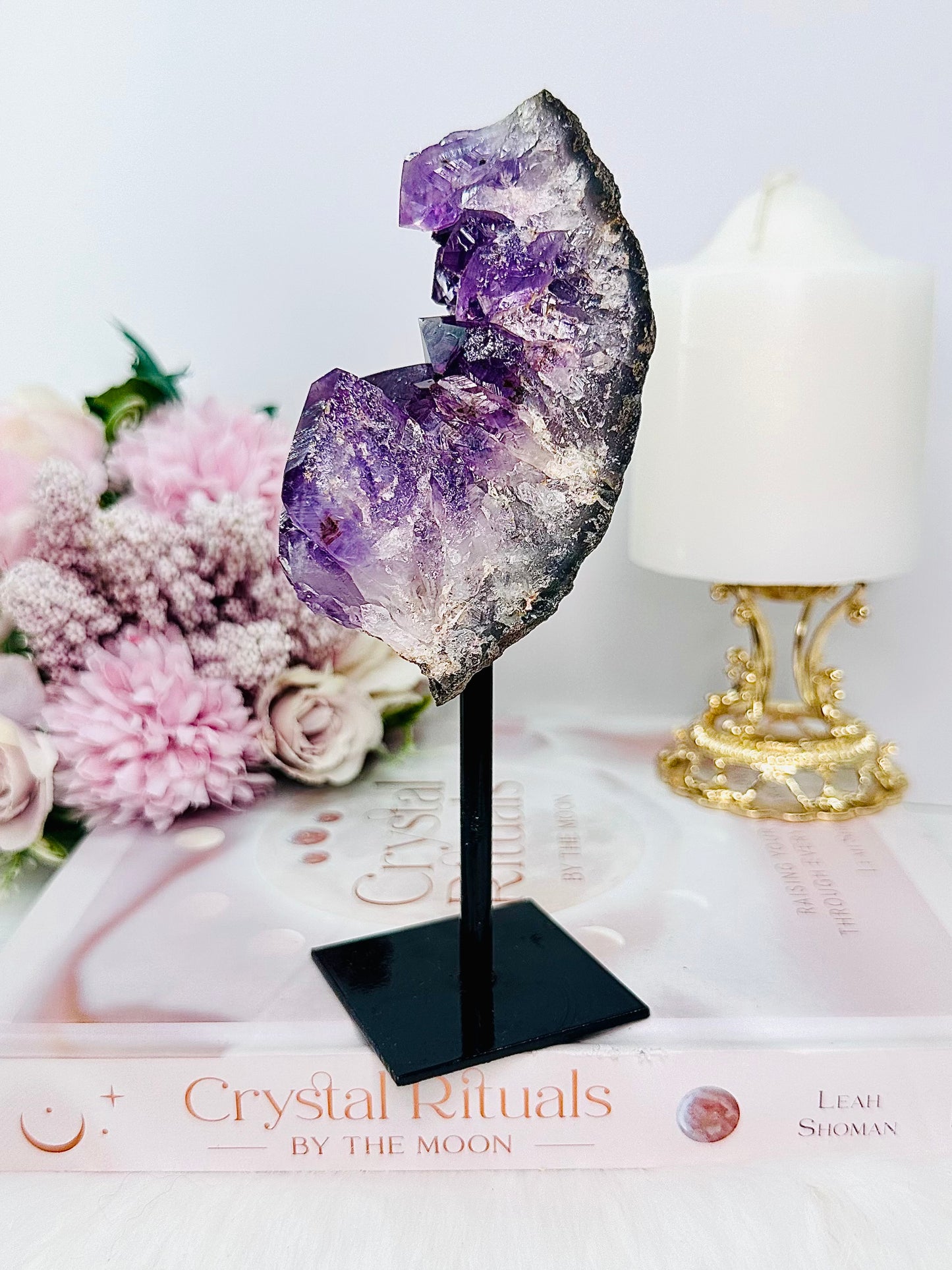 Supports Anxiety & Addiction ~ Amazing Large 17cm 418gram Druzy Amethyst Natural Cluster On Stand