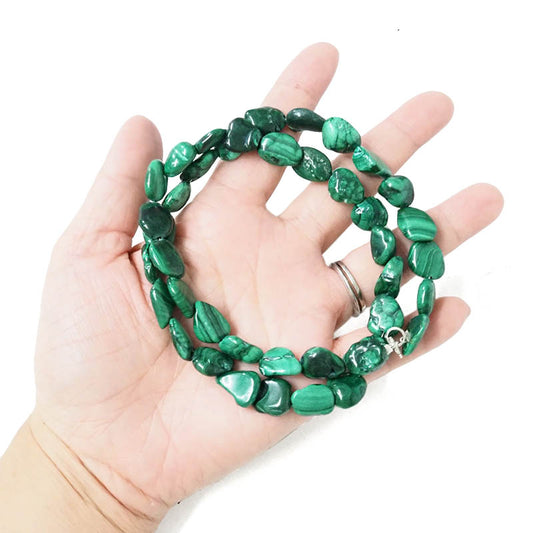 Natural Gorgeous Malachite Bead Necklace 44cm In Gift Bag