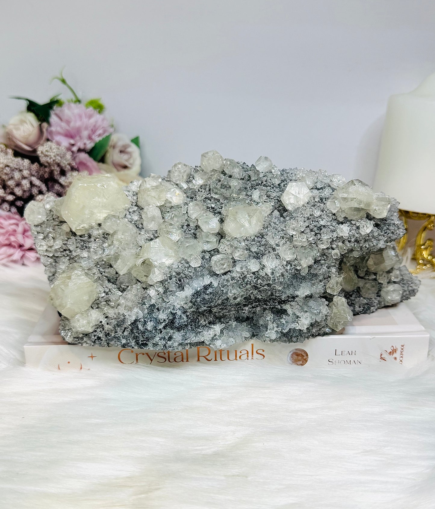 Huge Diamond Calcite Druzy Freeform (UV Reactive) 1.75KG 23cm