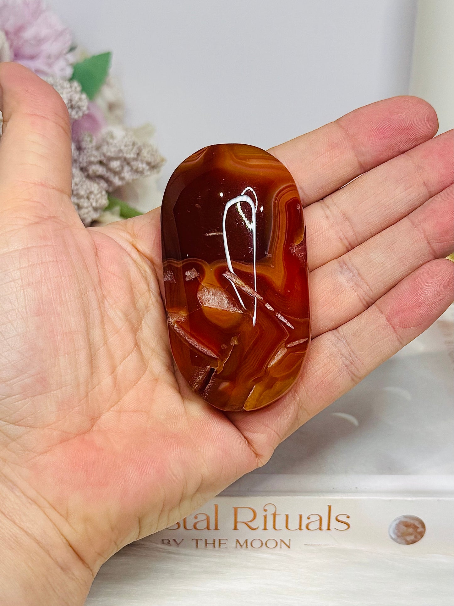 High Grade Carnelian Palm Stone