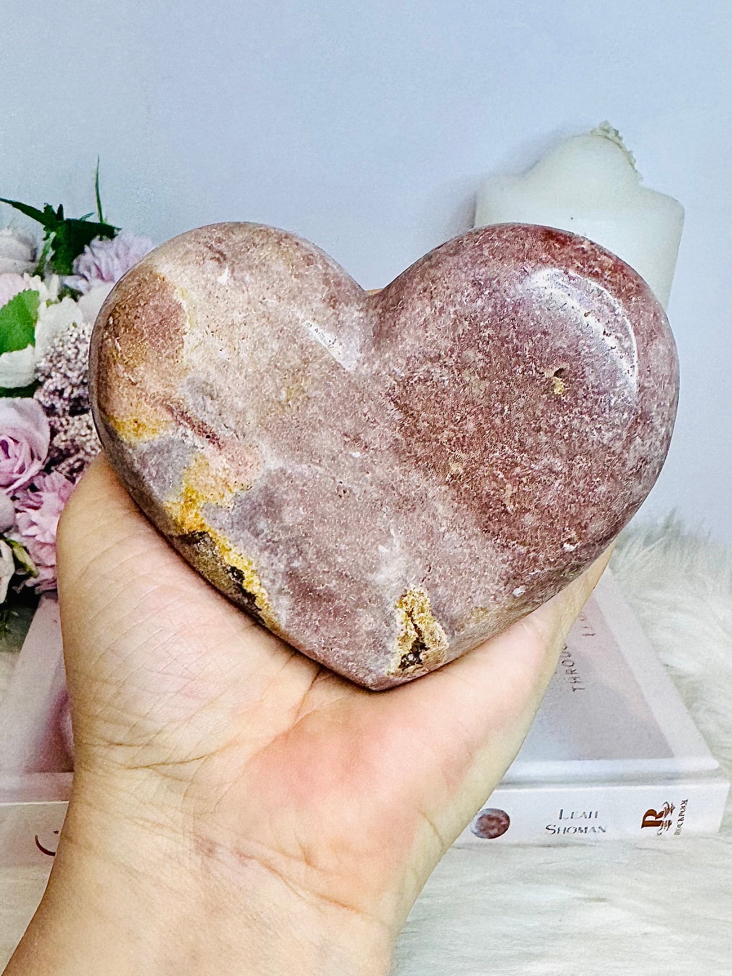 Large Pink Amethyst Chunky Heart 10cm 315g On Stand
