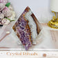Crazy Lace Amethyst Diamond on Stand 12cm