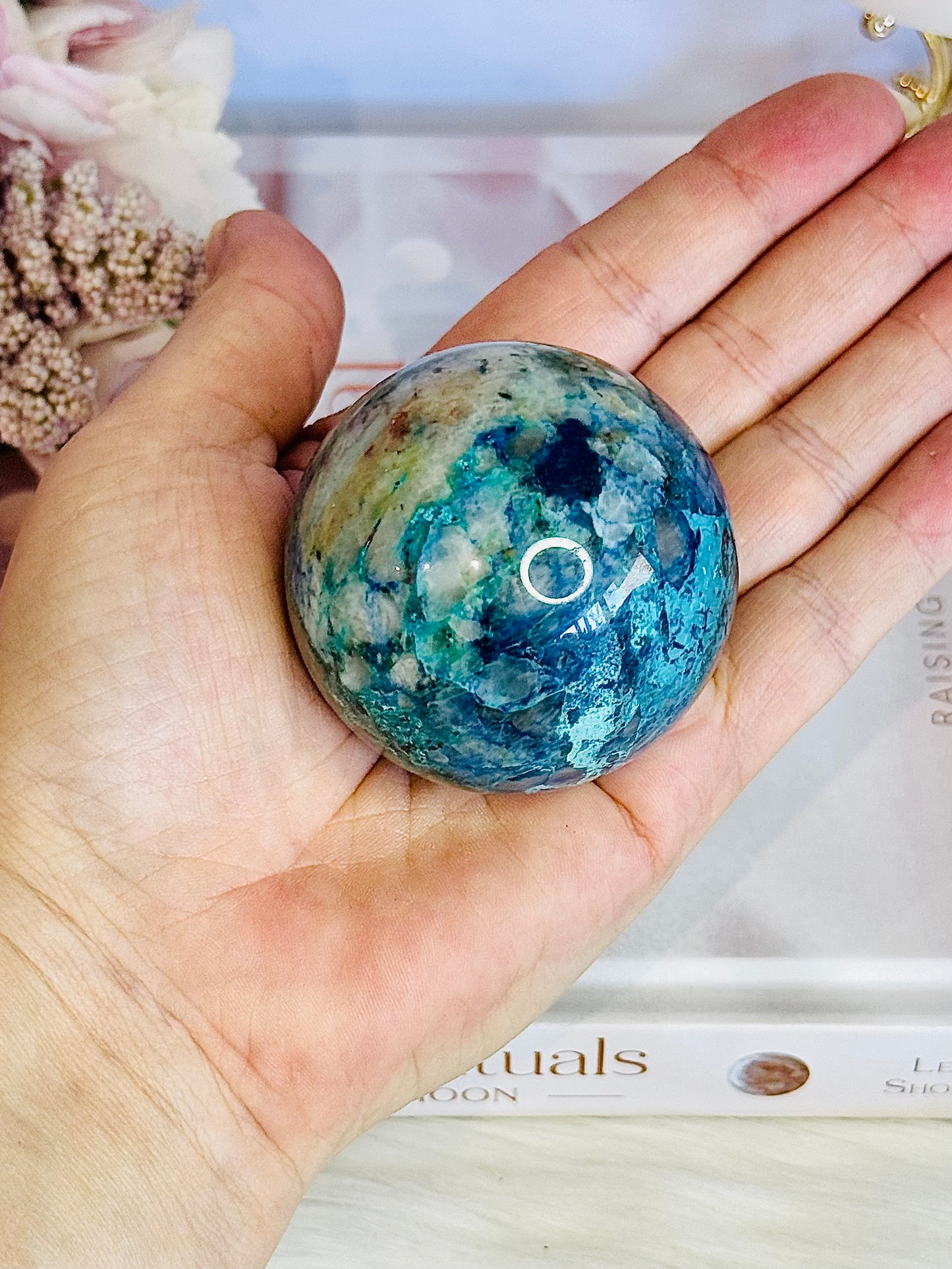 Absolutely Incredible High Grade Chrysocolla Sphere on Stand 6.5cm