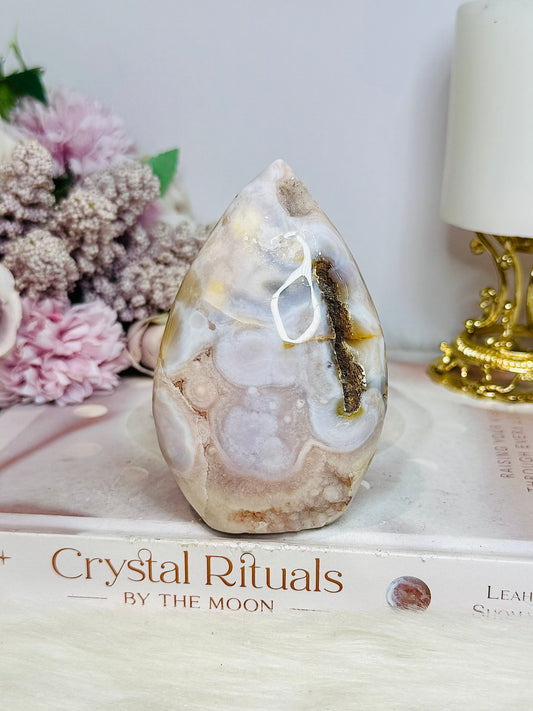 Druzy Pink Amethyst X Flower Agate Freeform | Flame 10cm 303g