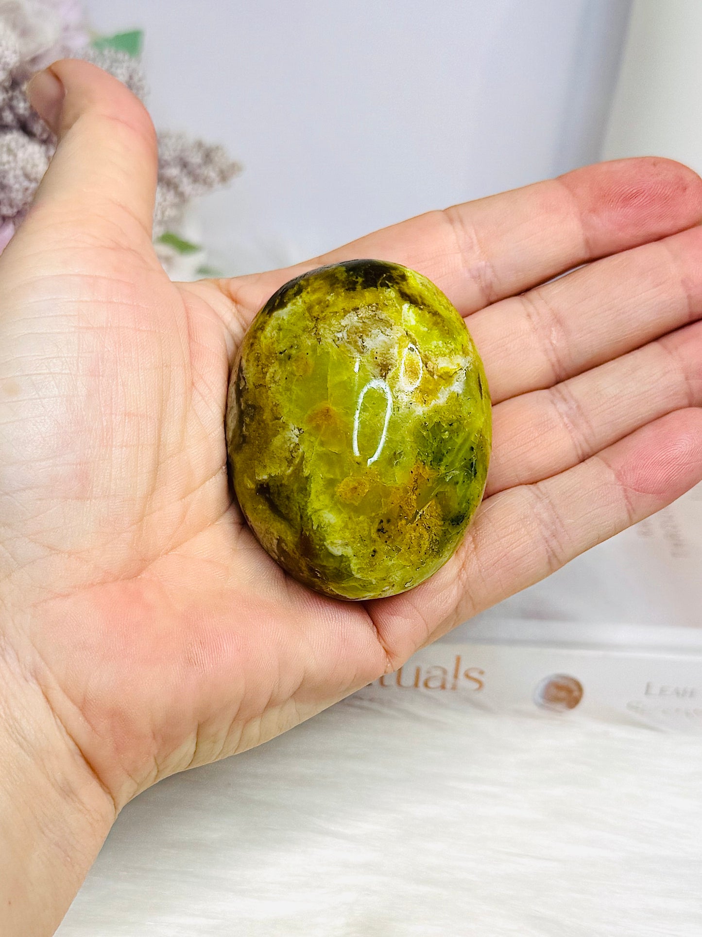 Natural Green Opal Palm Stone
