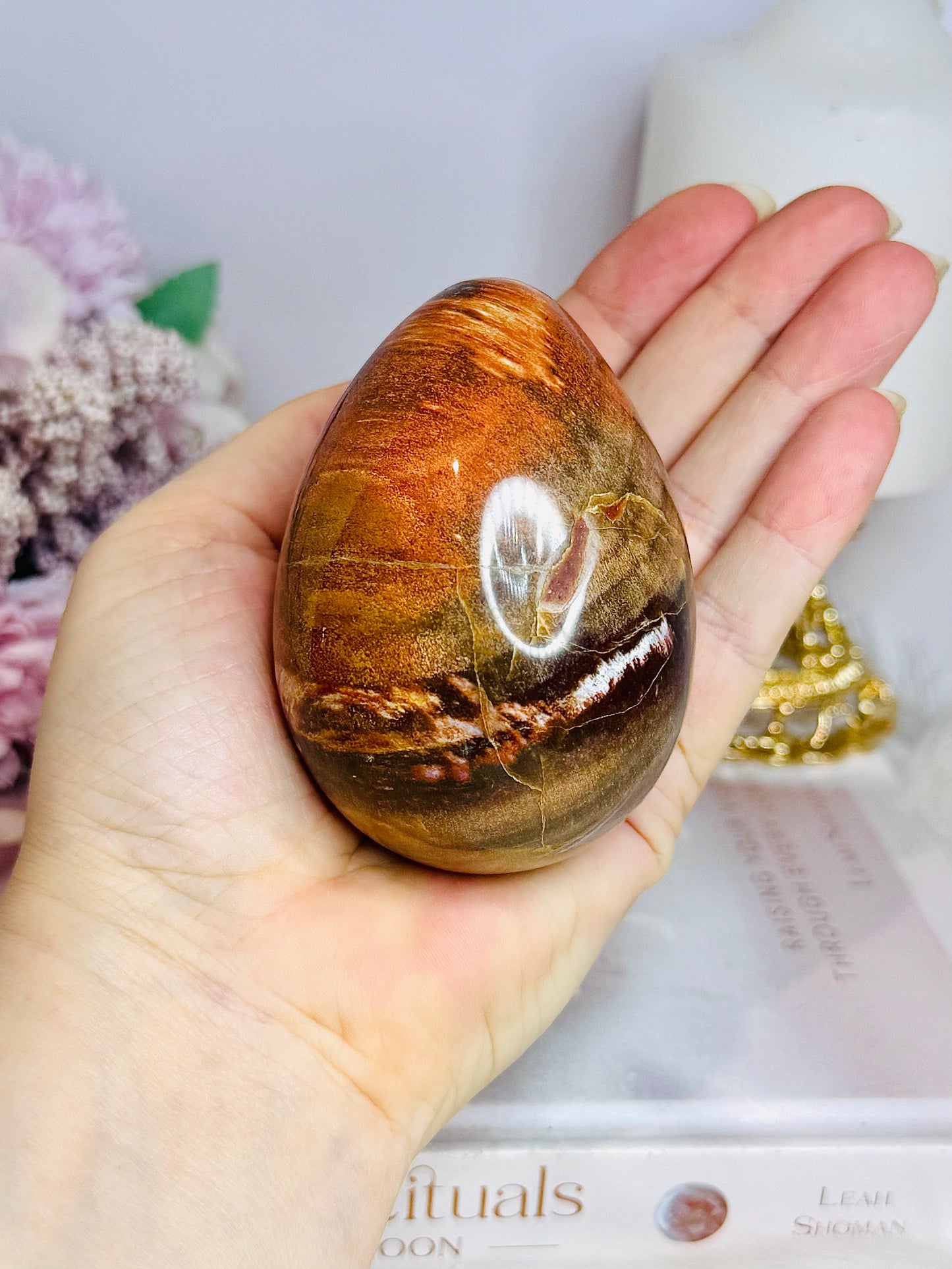 Large Polychrome Jasper Egg on Stand 296g