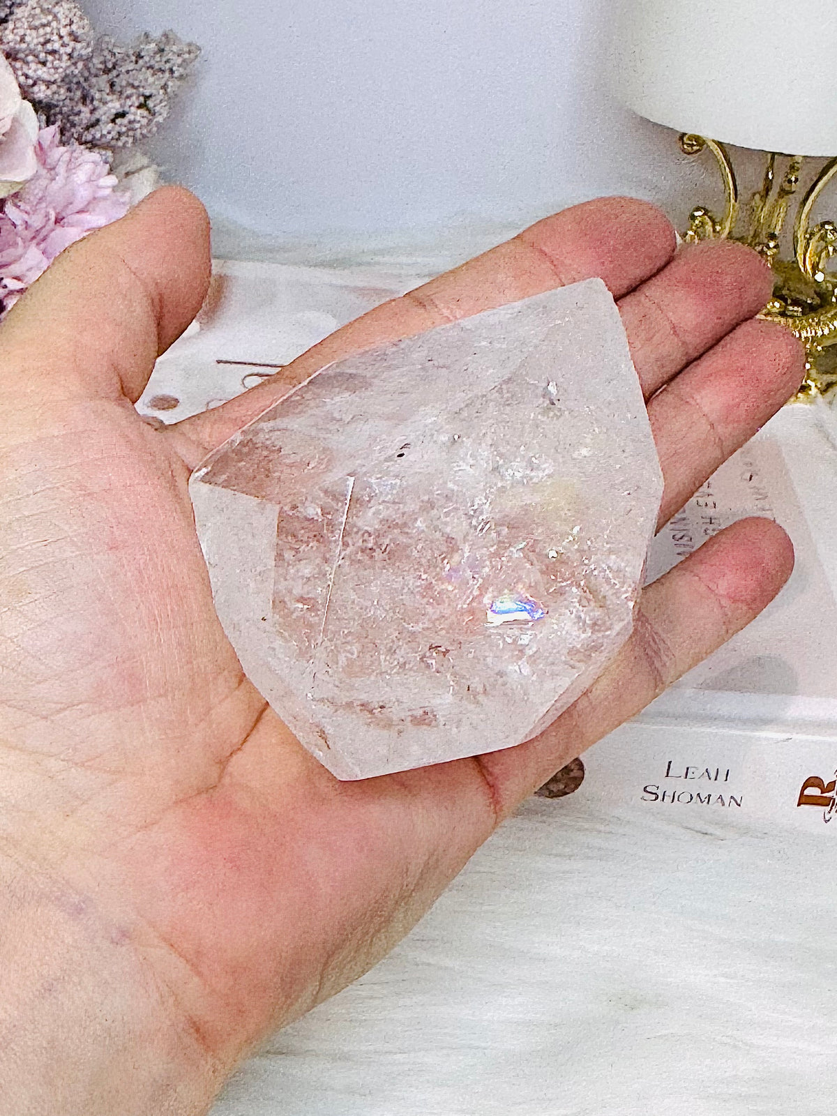 Clear Quartz Polished Freeform with Rainbows 234g