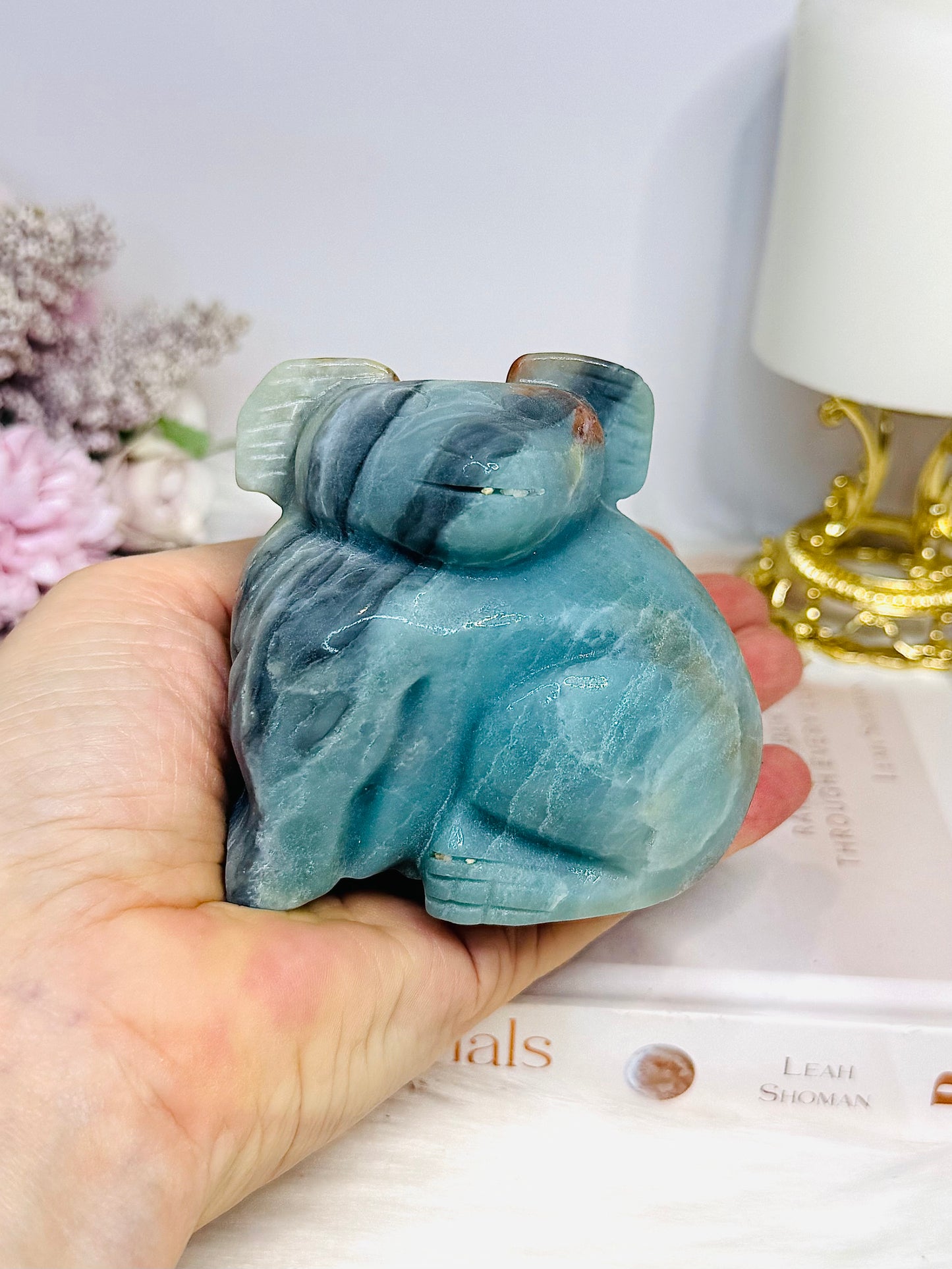 Chunky Blue Sky Quartz Koala Carving 418g