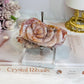 High Grade Flower Agate Carved Rose on Stand 8.5cm