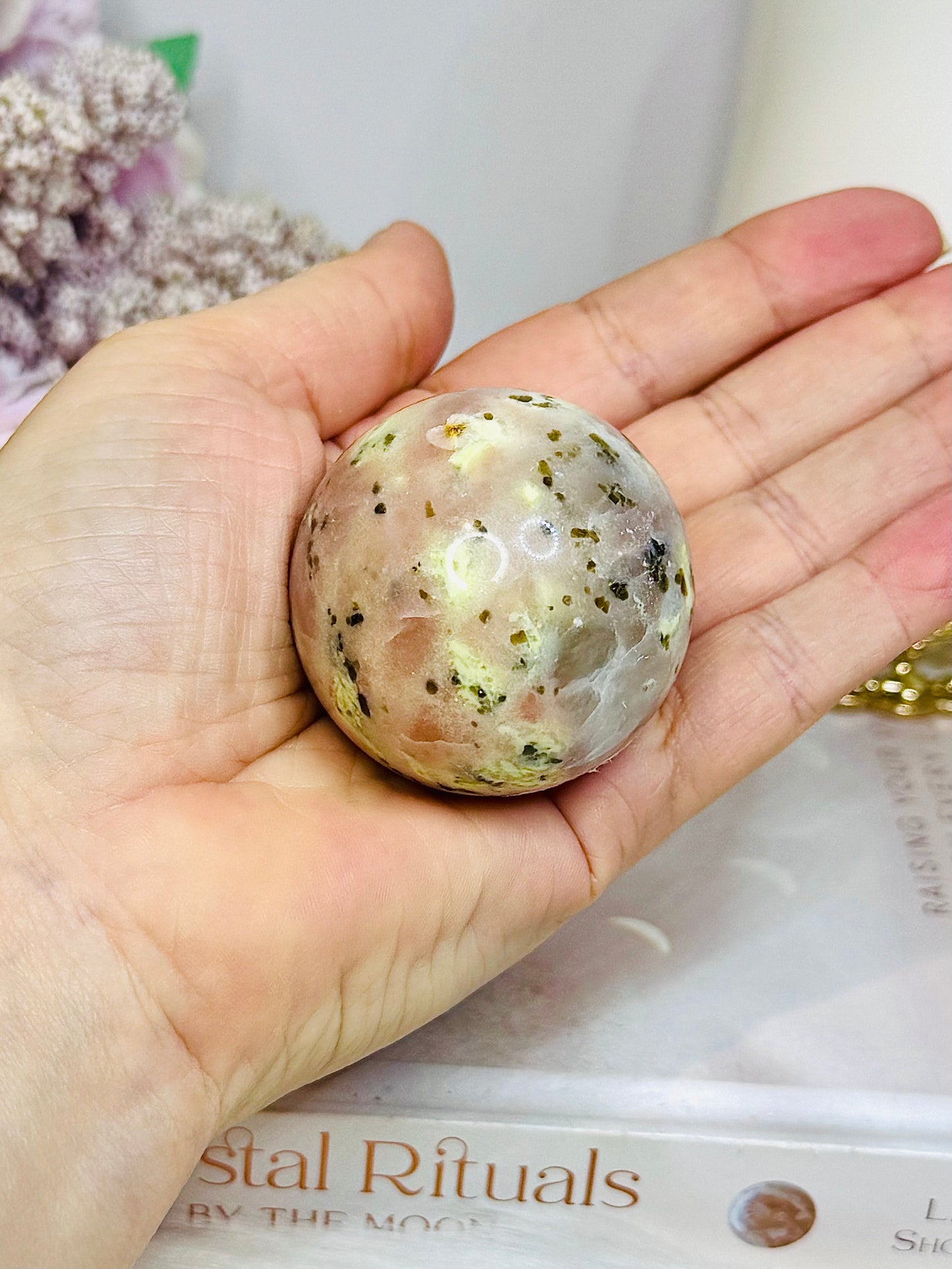 Peach Blossom Tourmaline Sphere On Stand 140g