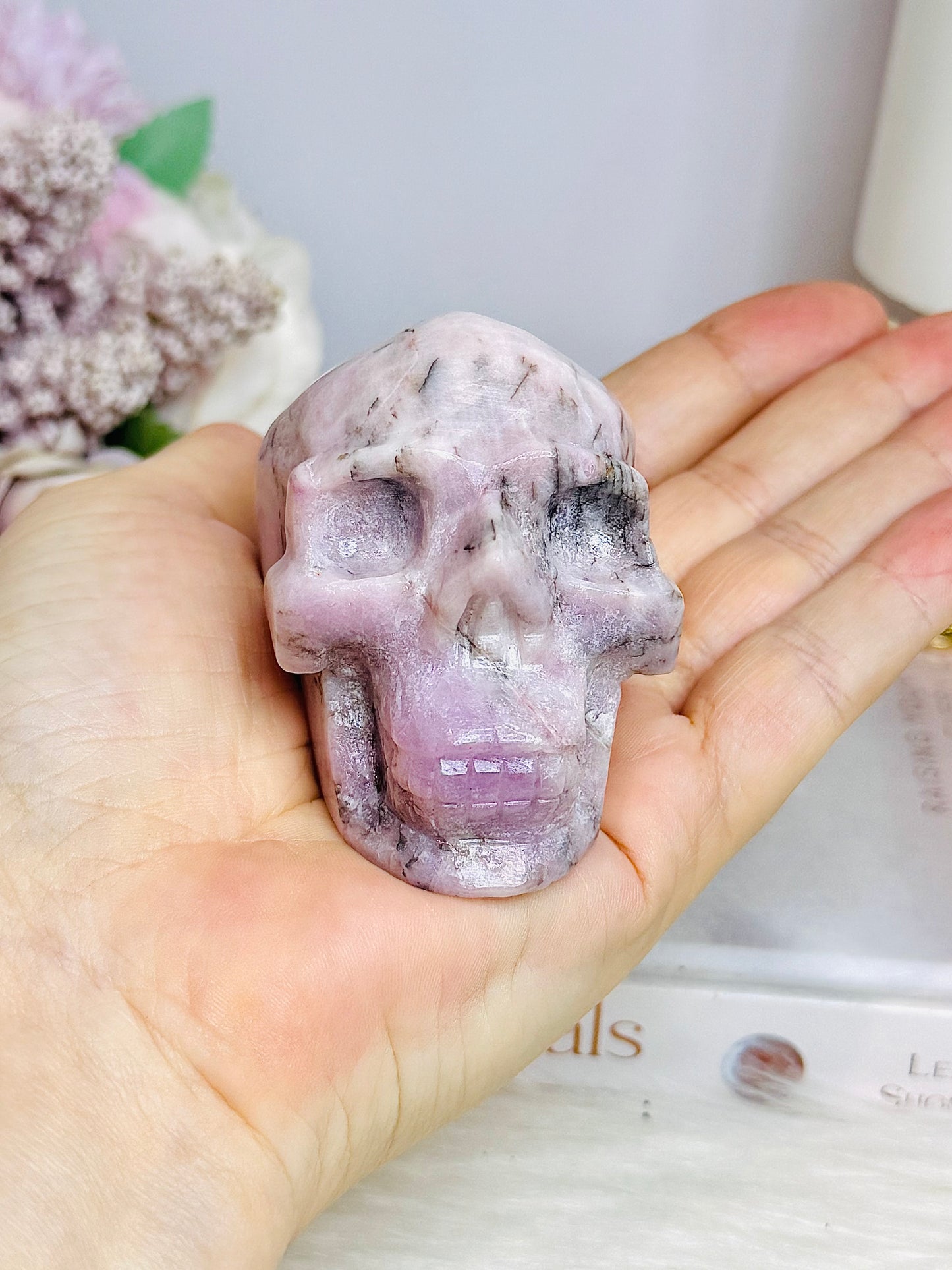 Chunky Kunzite Carved Skull 7cm