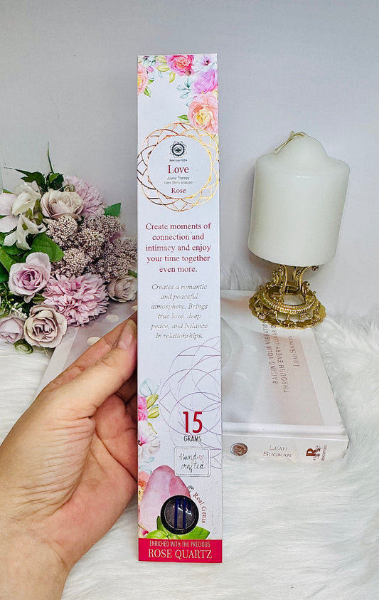 Gift Pack ~ Love Incense 12 Stick with Rose Quartz Crystal
