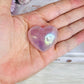 Gift Set ~ Rose Quartz Angel Aura Heart, Glass Perfume Bottle on Mirror Tray 10cm
