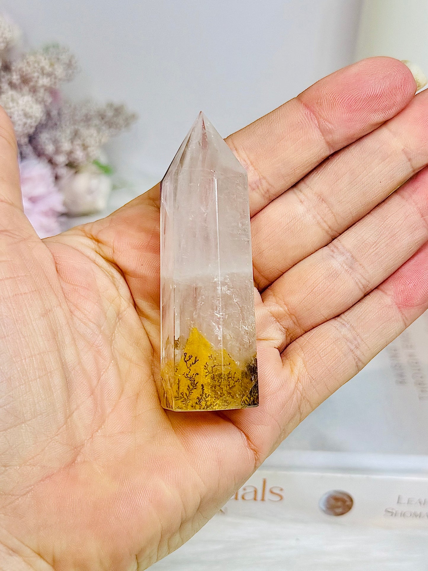 Dentrictic Leaf Rose Quartz Tower 7cm