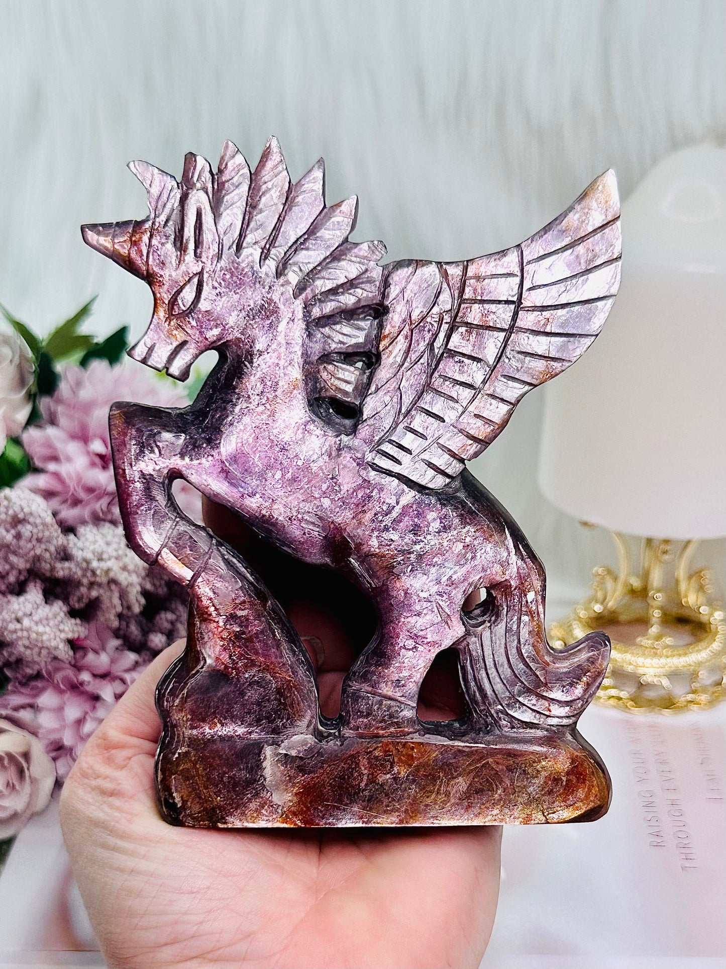 ⚜️ SALE ⚜️ INCREDIBLE & ABSOLUTELY MAGNIFICENT 13CM PURPLE MICA PEGASUS CARVING ~ A TRUE MASTERPIECE!!!