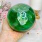 Huge Green Fluorite Sphere with Rainbows On Tall Glass Stand 1.4KG (stand can be changed)