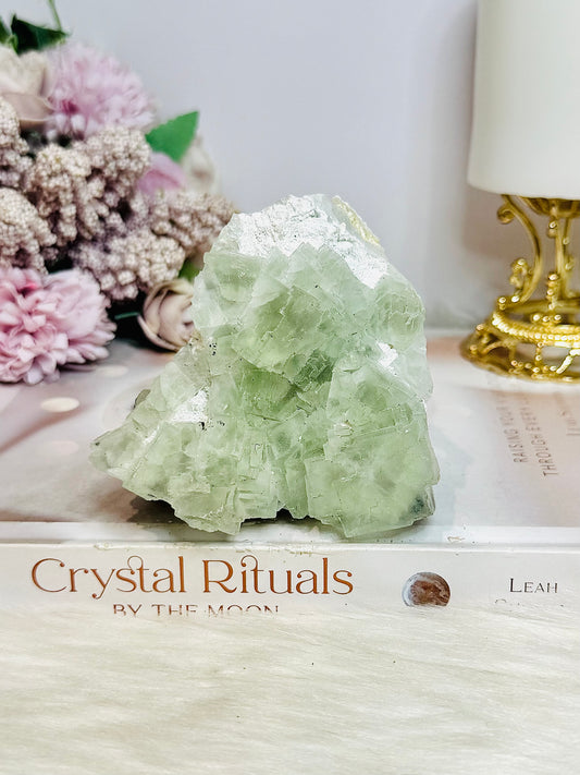Light Green Transparent Cubed Fluorite Specimen 8cm 364g
