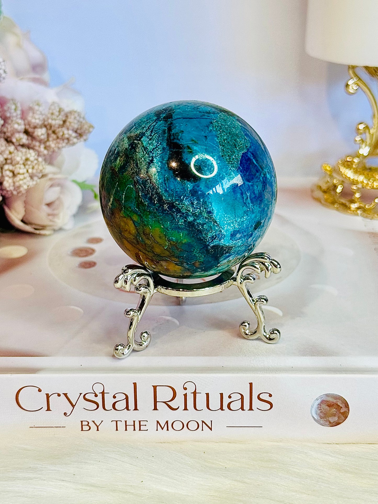 Absolutely Incredible High Grade Chrysocolla Sphere on Stand 6.5cm