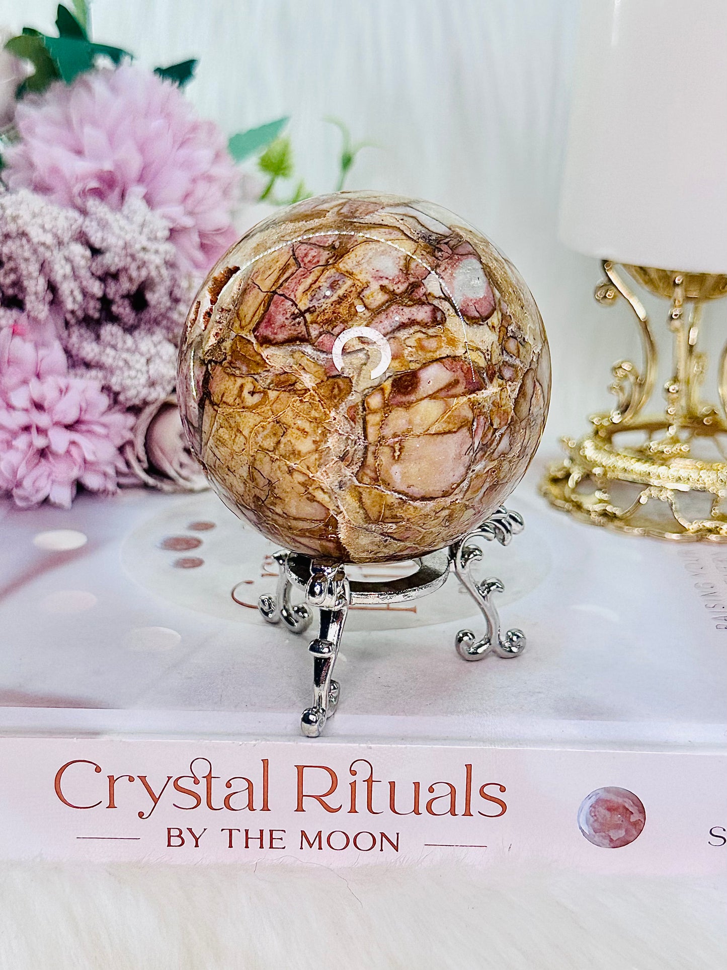 Healing Stone ~ Absolutely Beautiful 377gram Ibis Jasper Druzy Sphere On Stand (stand in pic is display only) Absolutely Incredible Piece