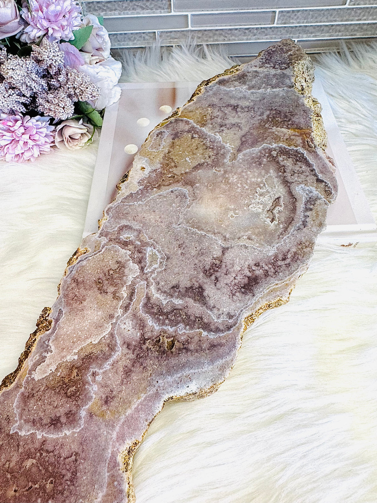 Statement Piece ~ Huge Chunky Pink Amethyst Slab on Stand 2.9KG 19cm