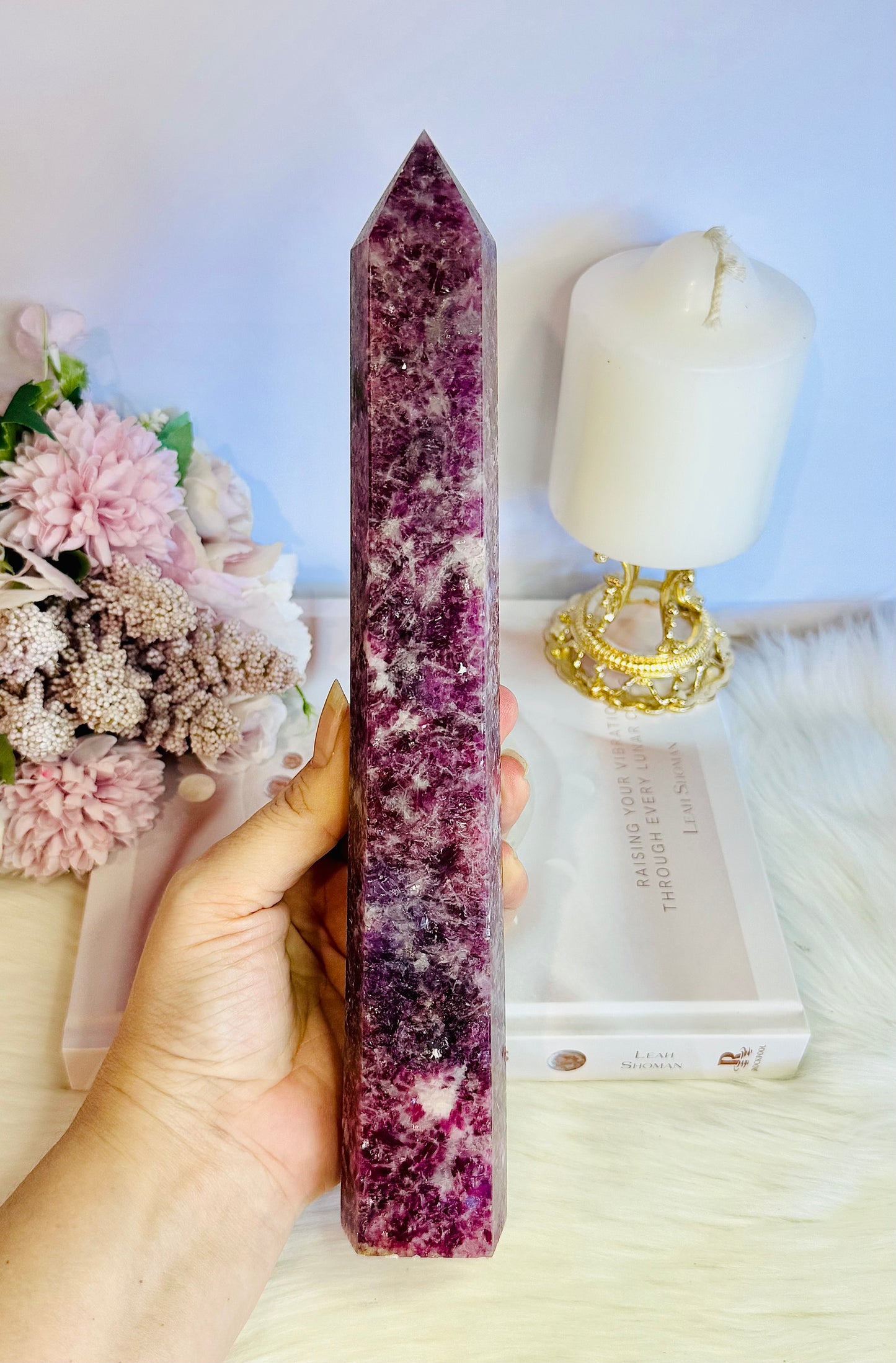 Tall Large 26.5cm Purple Lepidolite Tower