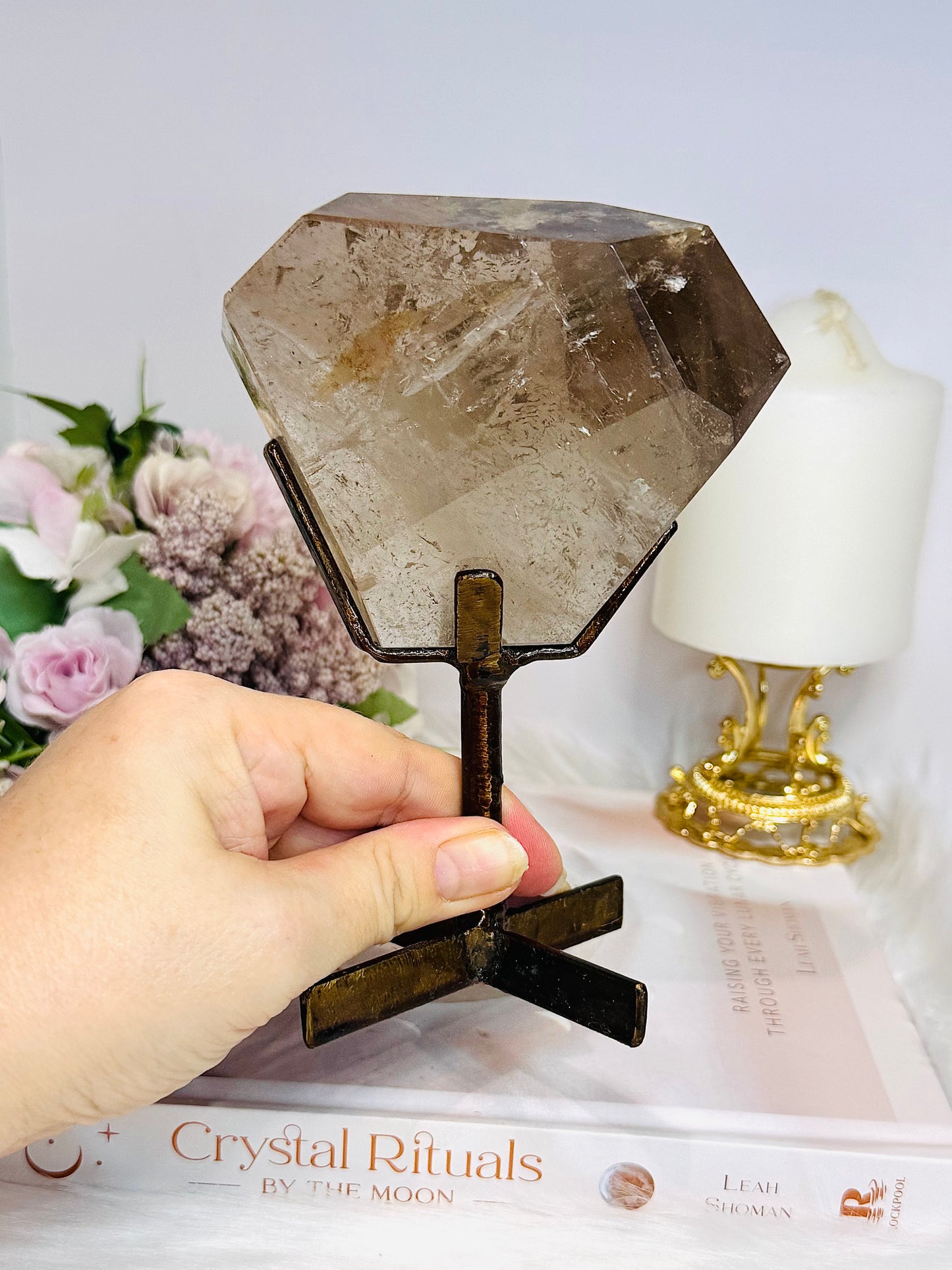 Natural Large Smokey Quartz Freeform On Stand from Brazil 15.5cm 667g