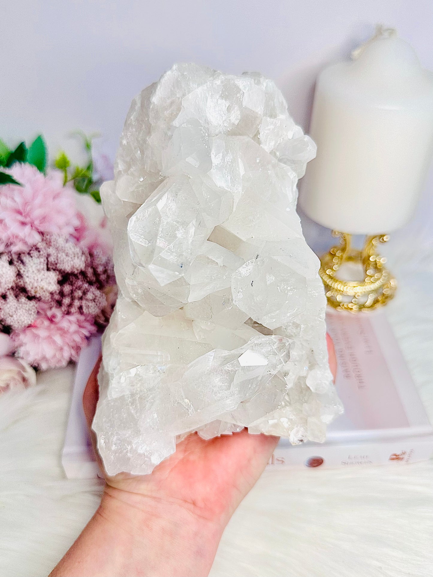 Wow!!!! Absolutely Beautiful Large High Grade Clear Quartz Free Standing Cluster 16cm 1.19KG From Brazil